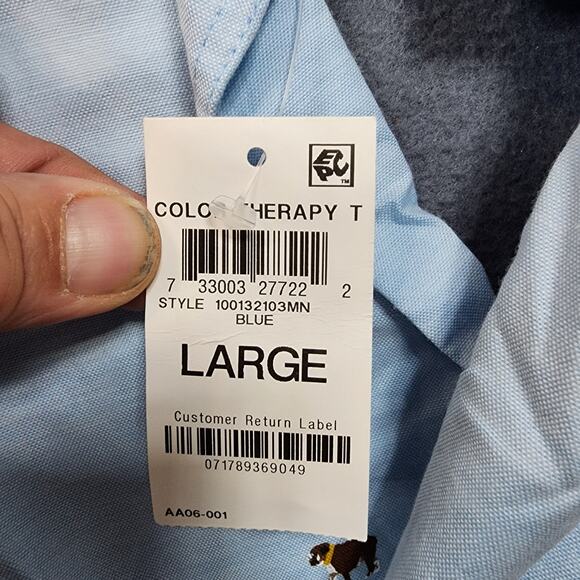 Club Room Mens Shirt Large Blue Dogs Bulldog Novelty Long Sleeve Button Up NEW - Picture 4 of 16